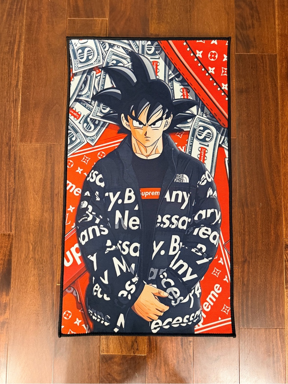 Streetwear Anime Art Print Rug in Black and Red